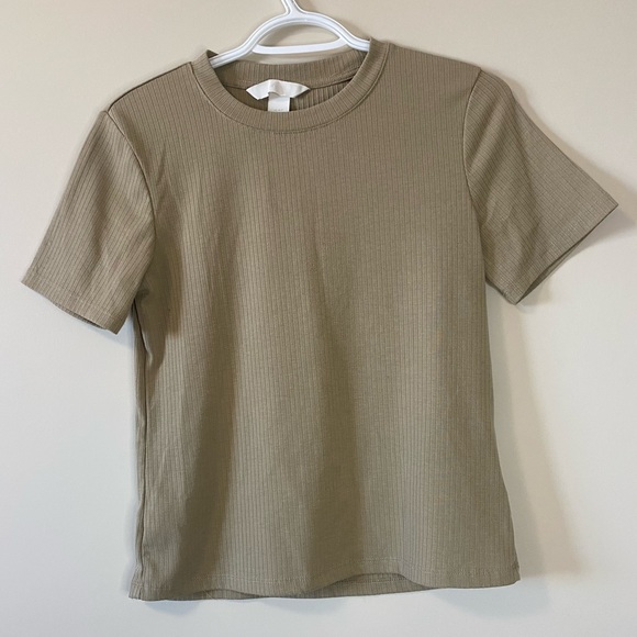 H&M Tan/Brown Textured T-shirt - Picture 1 of 2